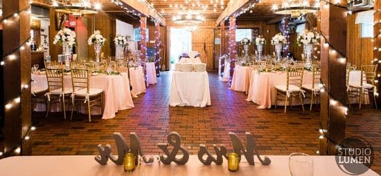wedding planner Calgary loves - wedding hall picture from head table perspective