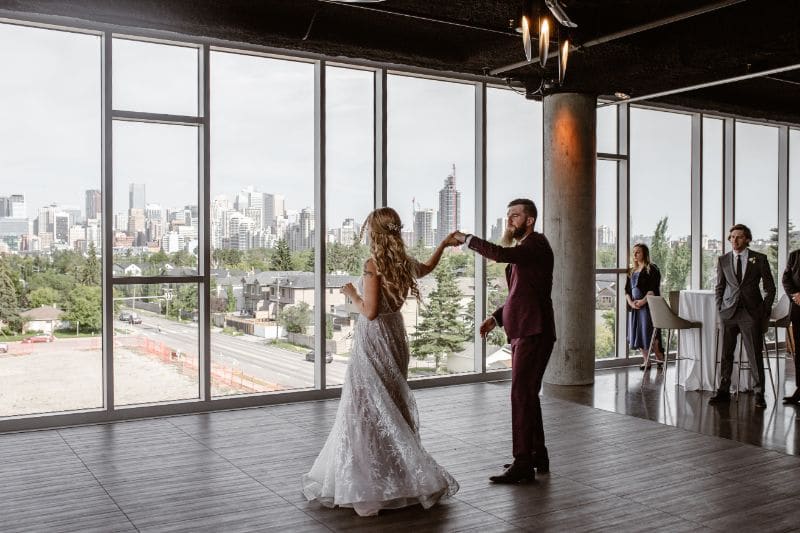 Wedding planner at Skyline Room Calgary - bride and groom dancing